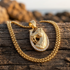 Gold Horse Head Teardrop Cubic Zirconia Necklace