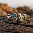 Vintage Silver Turquoise Flower Ring