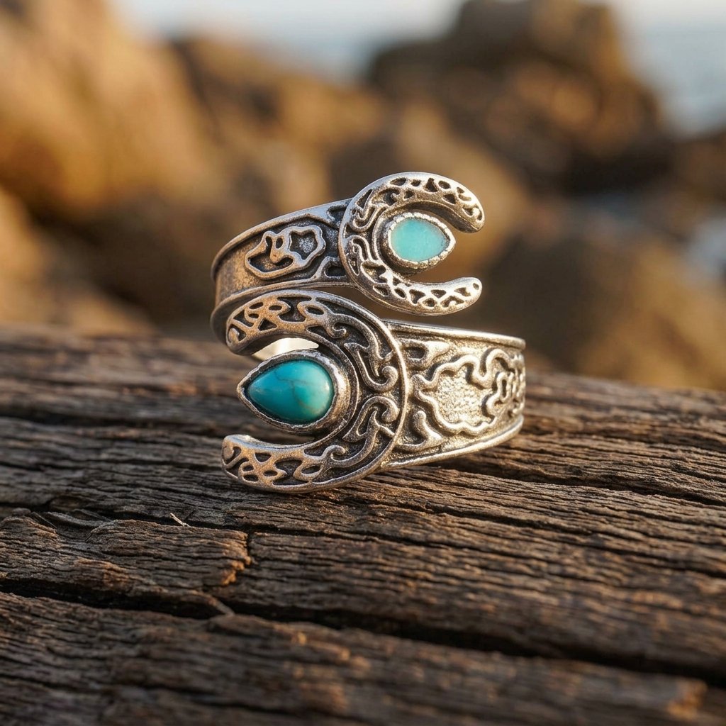 Vintage Bronze Filigree Turquoise Ring