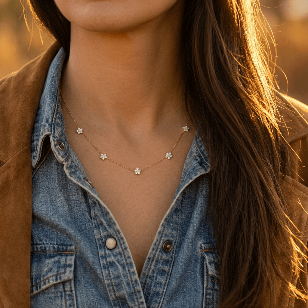 Vintage Floral Gold Chain Pendant Necklace