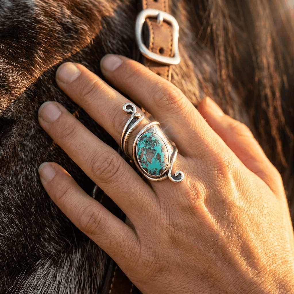 Ethnic Inspired Adjustable Turquoise Open Ring