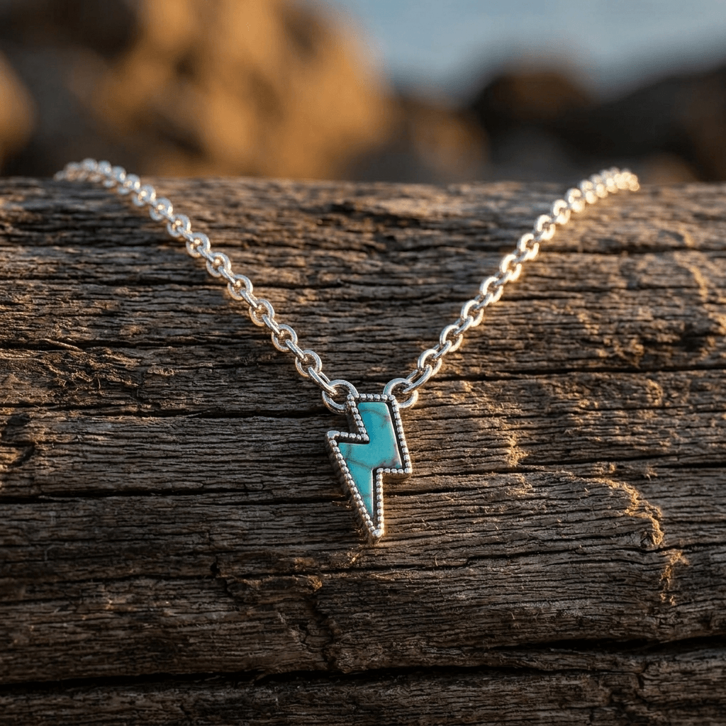 Blue Lightning Sterling Silver Pendant Necklace