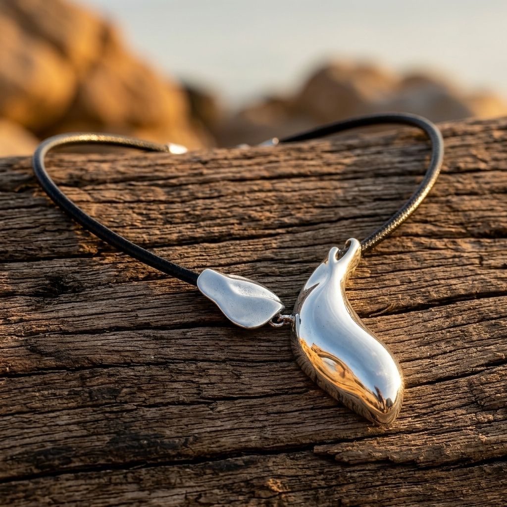 Silver Gold Crescent Moon Pendant Necklace