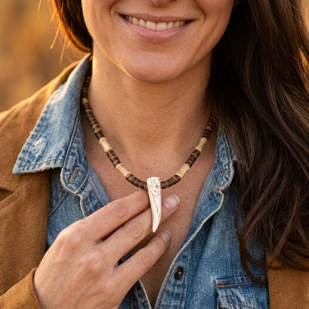 Boho Coconut Bead Bone Pendant Necklace