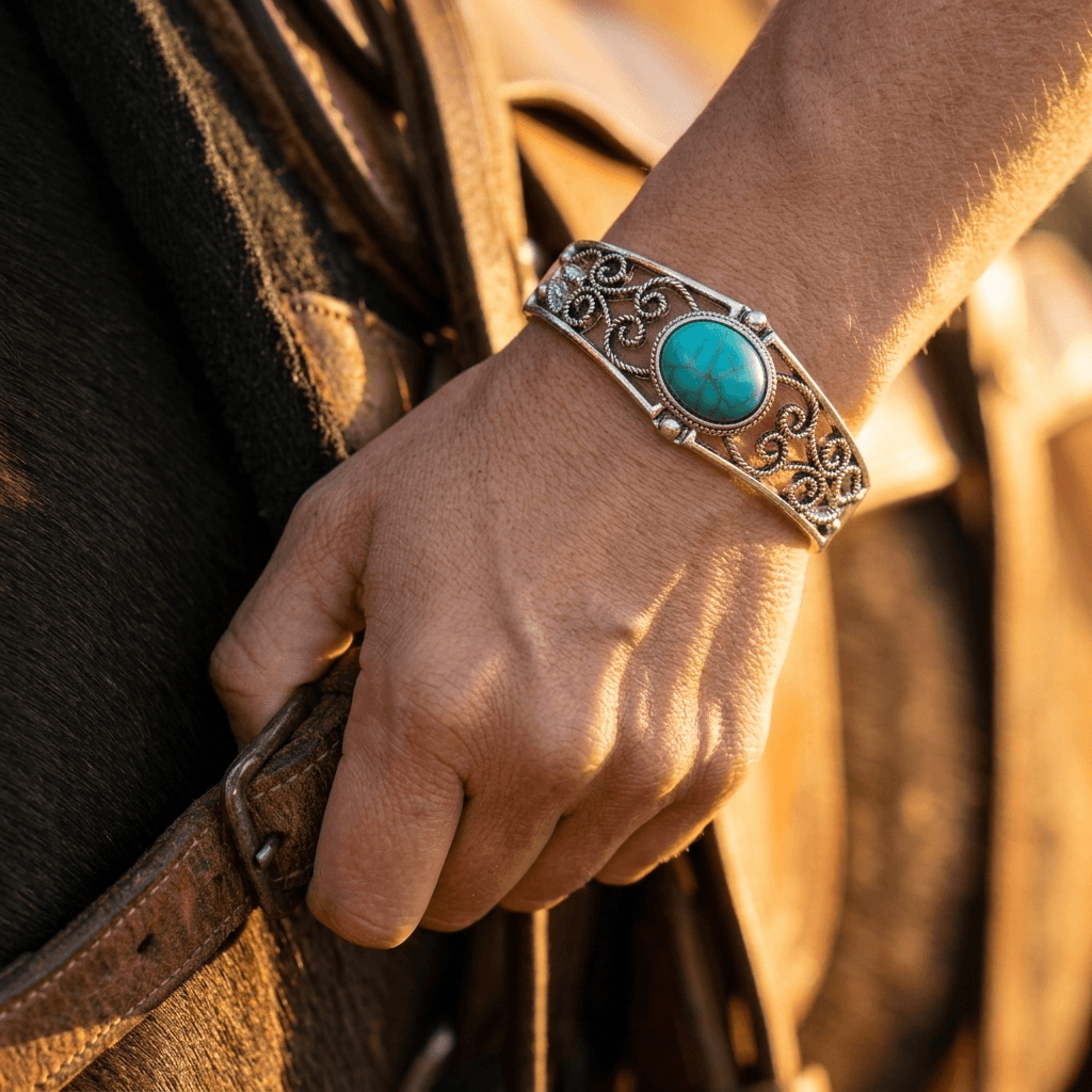 Exquisite Turquoise Blue Stone Bangle Bracelet