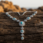 Western Oval Mixed Beads Pendant Necklace