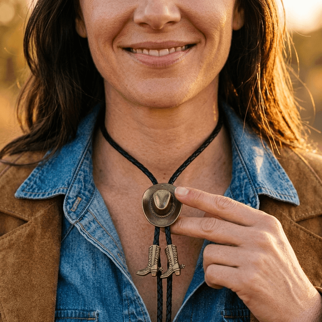 Cowgirl Western Turquoise Bolo Tie Necklace
