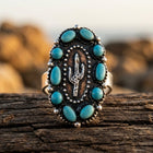 Southwestern Silver Turquoise Saguaro Ring