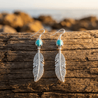 Western Gold Synthetic Turquoise Drop Earrings