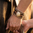 Vintage Gold Hammered Magnetic Leather Bracelet