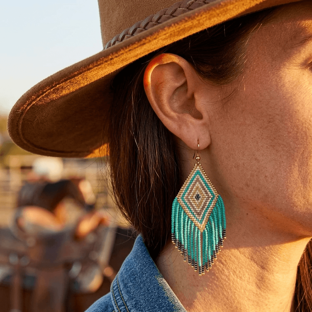 Bohemian Hand Woven Multicolor Seed Bead Earrings