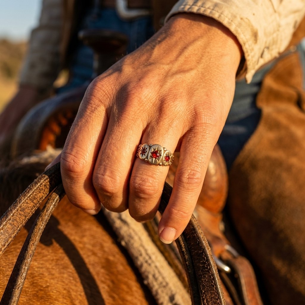 Vintage Gold Red Zirconia Star Ring