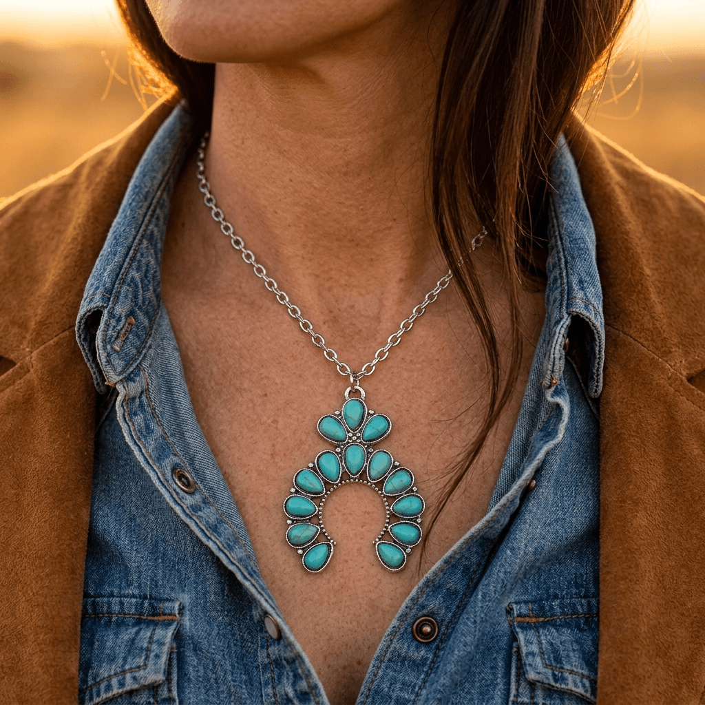 Turquoise Blossom Sterling Silver Pendant Necklace