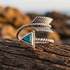 Boho Gold Turquoise Triangle Arrow Ring