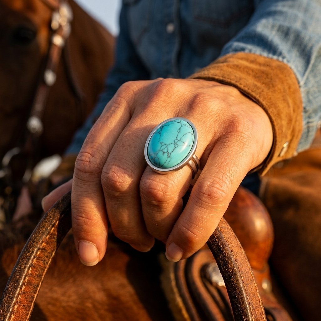 Vintage Silver Turquoise Oval Ring