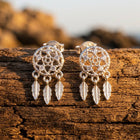 Silver Filigree Dreamcatcher Feather Earrings