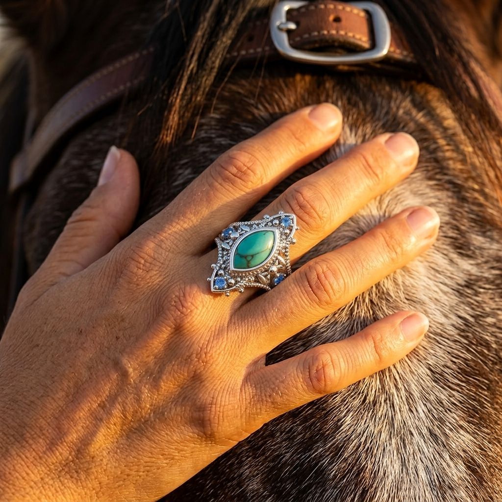 Boho Silver Turquoise Filigree Ring