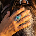 Boho Silver Turquoise Filigree Ring
