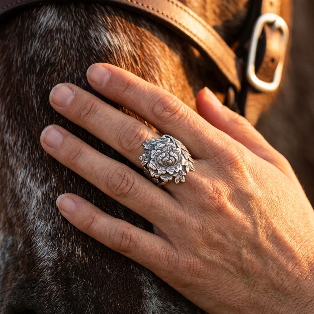 Vintage Silver Filigree Flower Open Ring