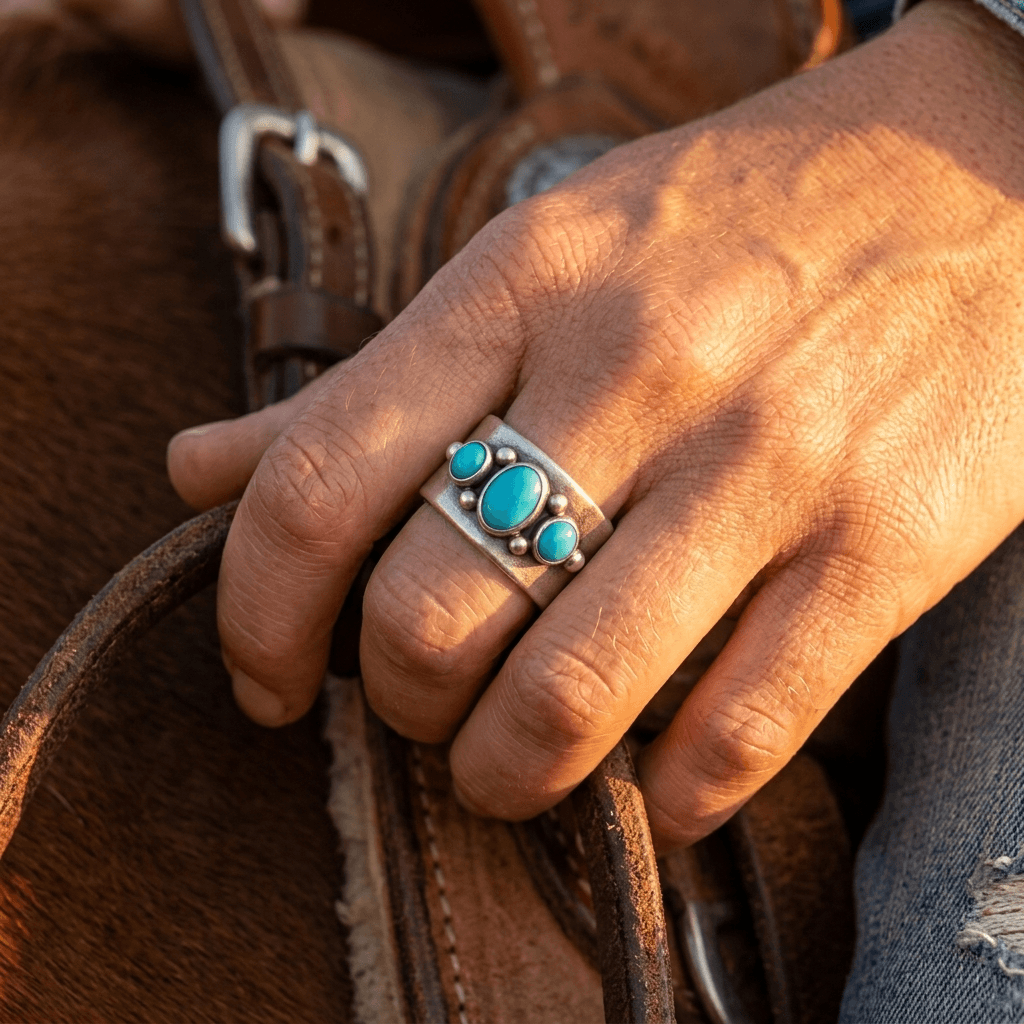 Bohemian Turquoise Beads Wide Ring