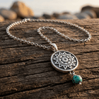 Vintage Ethnic Gold Turquoise Disc Necklace