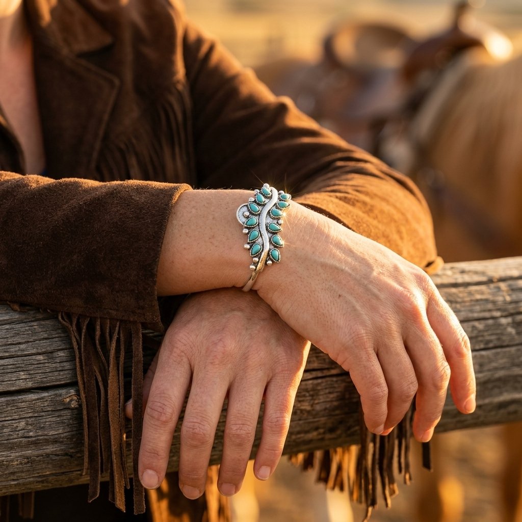 Boho Silver Turquoise Teardrop Bracelet