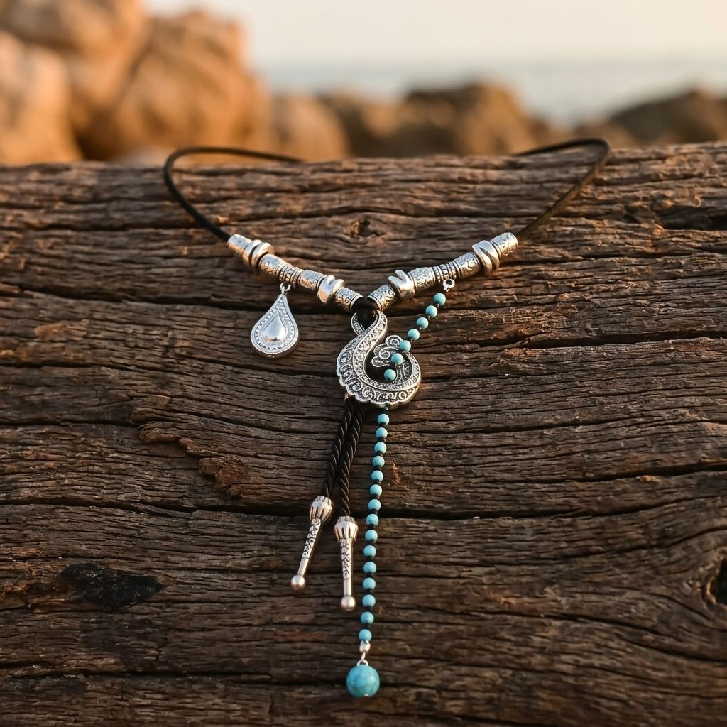 Vintage Silver Turquoise Filigree Bead Necklace