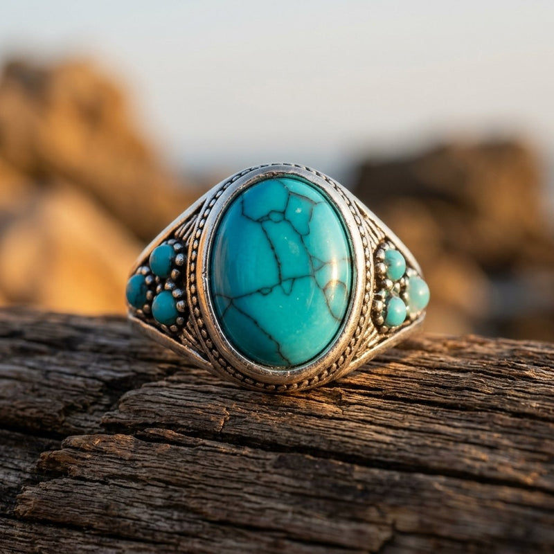 Desert Sun Natural Turquoise Statement Ring