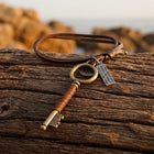 Vintage Bronze Key Pendant Leather Necklace