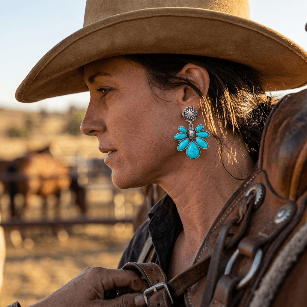 Wild Turquoise Stone Drop Earrings