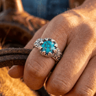 Bohemian Silver Turquoise Flower Spiral Ring