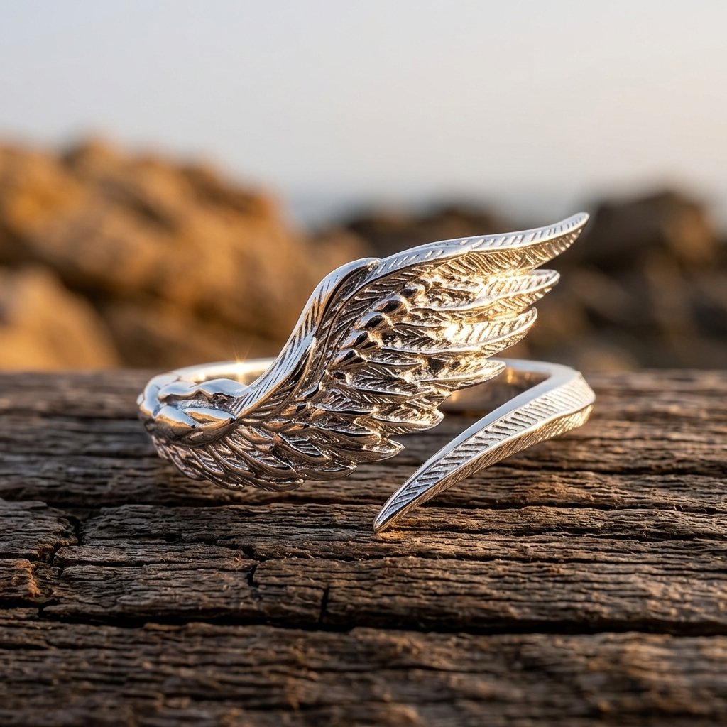 Vintage Silver Feather Wing Adjustable Ring