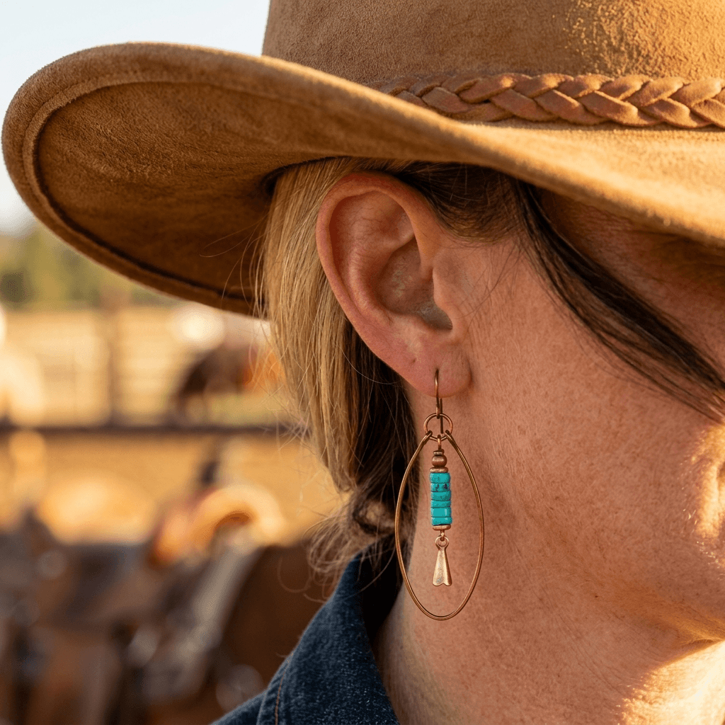 Vintage Bohemian Turquoise Beaded Hoop Earrings