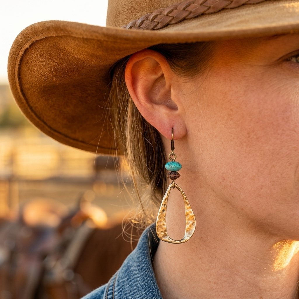 Boho Brass Turquoise Teardrop Earrings