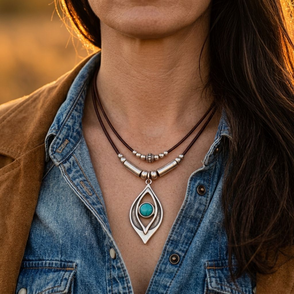 Boho Copper Turquoise Teardrop Necklace