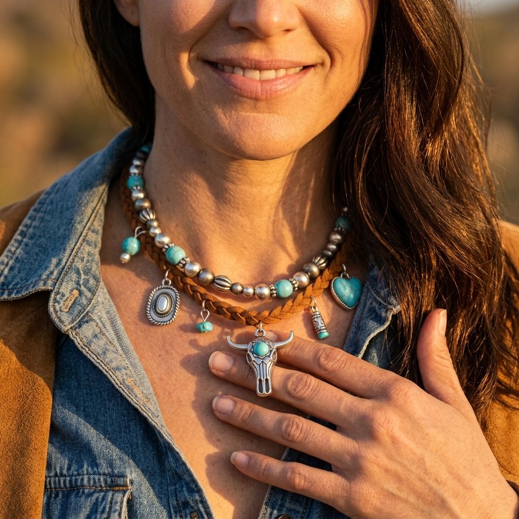 Vintage Silver Beaded Heart Turquoise Necklace
