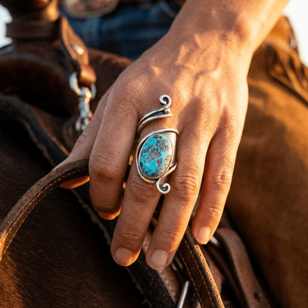 Ethnic Inspired Adjustable Turquoise Open Ring