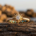 Vintage Gold Star Burst Round Ring