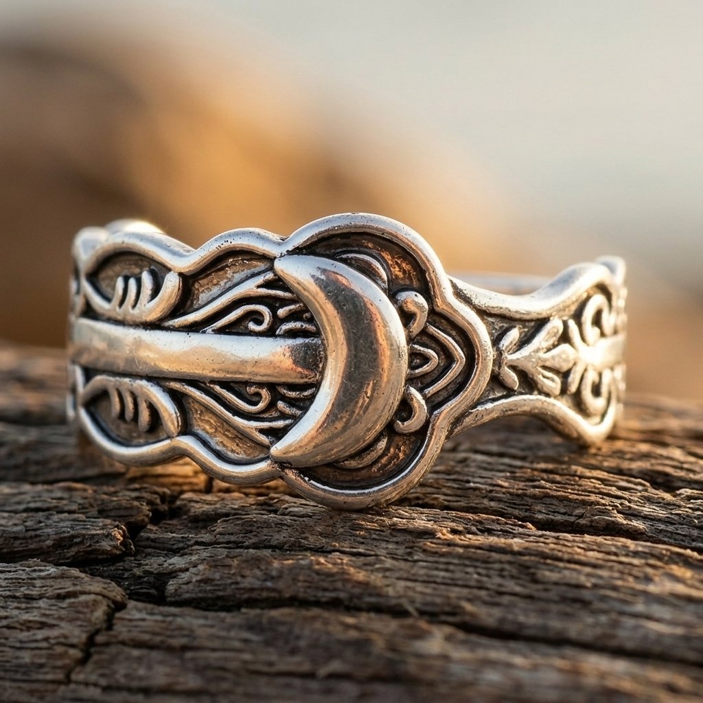 Bohemian Silver Filigree Moon Ring