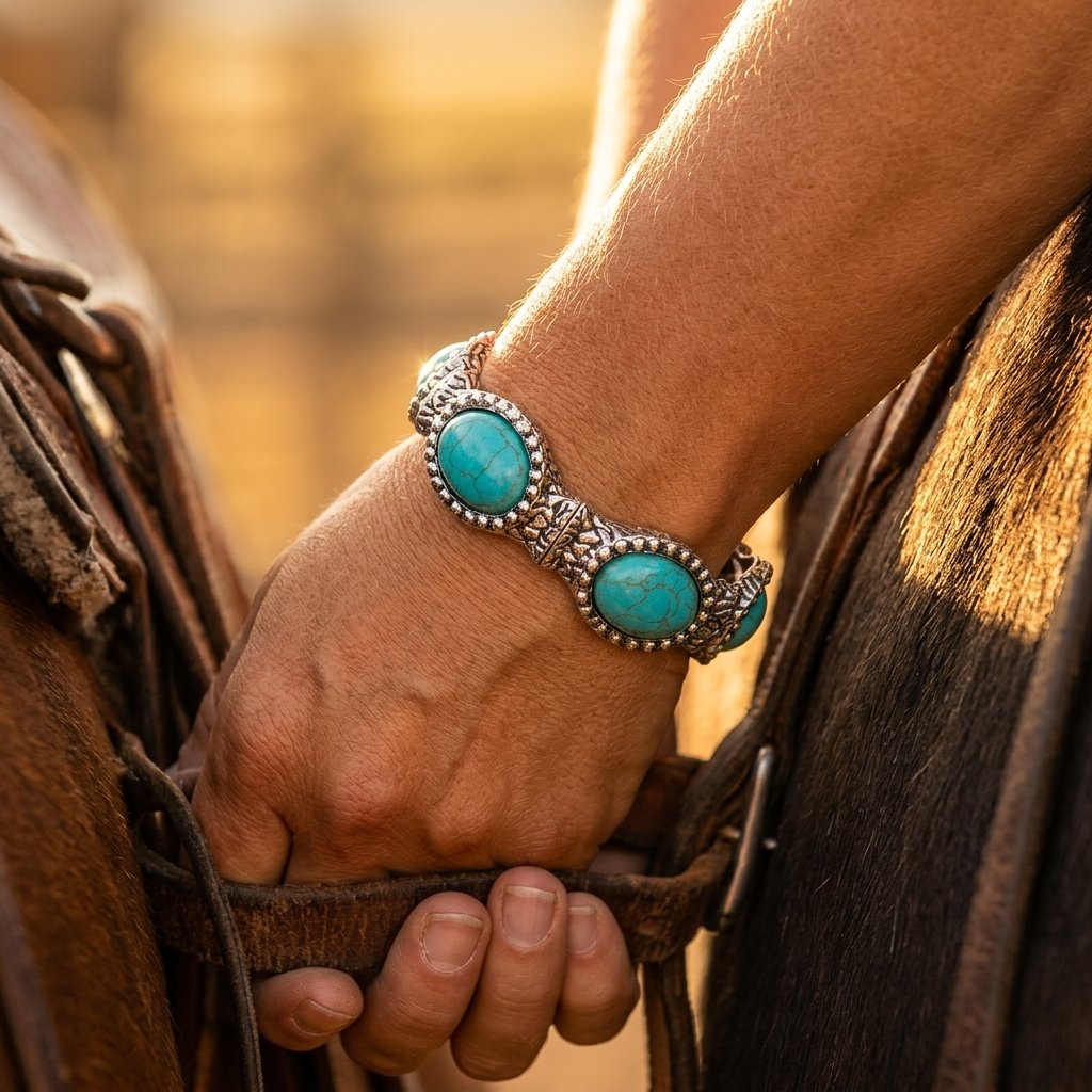 Vintage Gold Turquoise Oval Filigree Bracelet