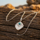 Vintage Silver Turquoise Sunburst Square Necklace