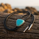 Western Style Turquoise Stone Bolo Tie Necklace