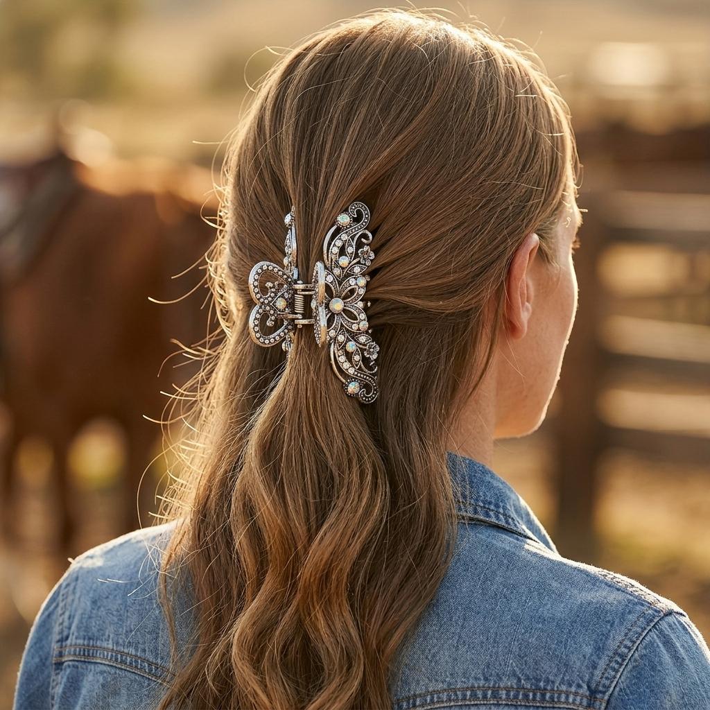 Vintage Gold Hollow Floral Hair Clip