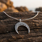 Boho Silver Crescent Moon Filigree Necklace