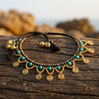 Bohemian Gold Turquoise Spiral Charm Anklet