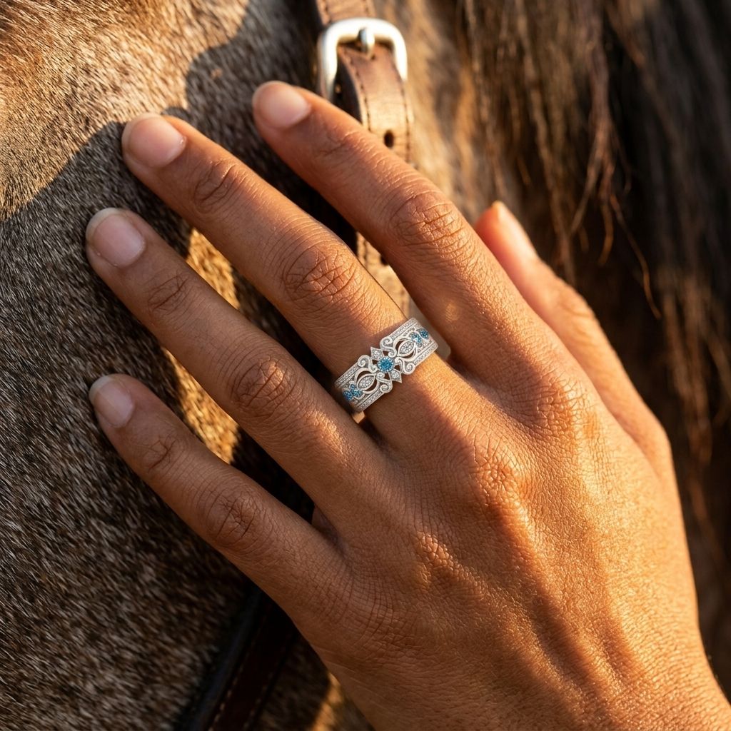 Vintage Gold Filigree Blue Topaz Ring
