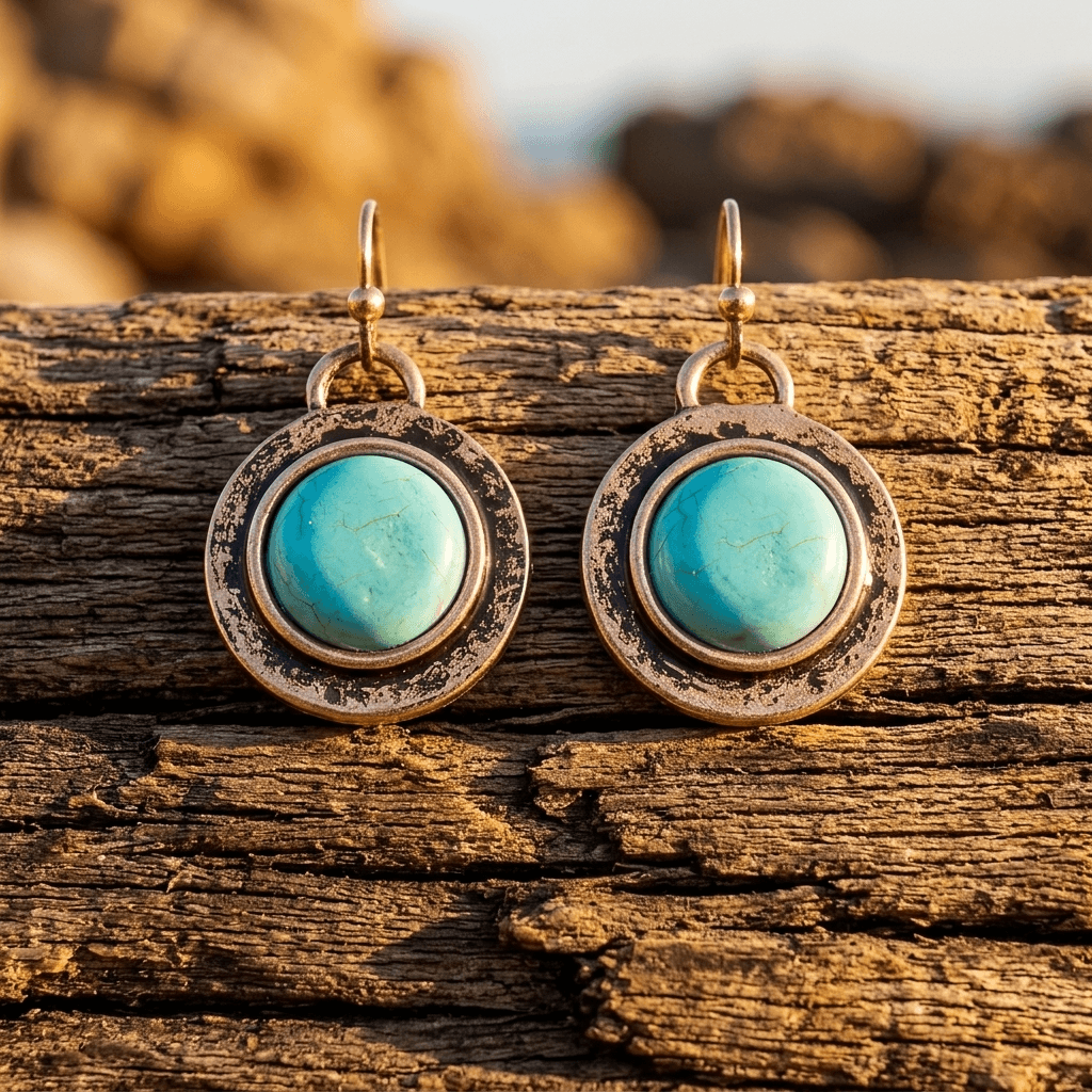 Bohemian Turquoise Golden Hoop Dangle Earrings