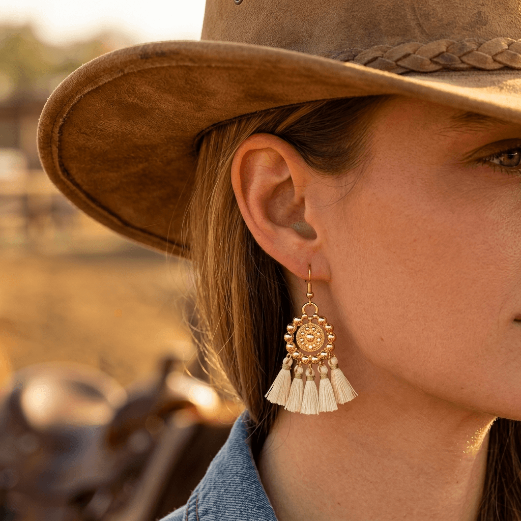Bohemian Elegant Gold Tassel Drop Earrings