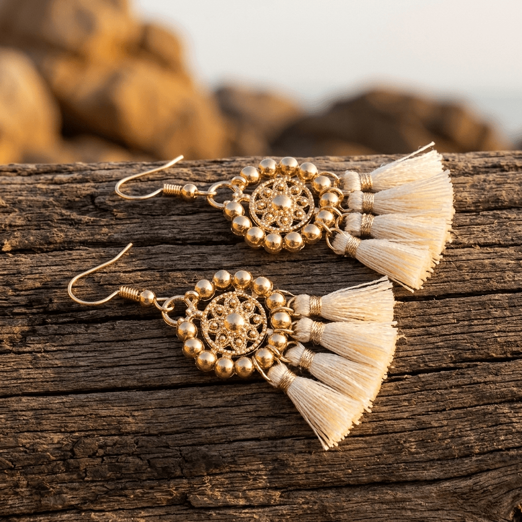Bohemian Elegant Gold Tassel Drop Earrings