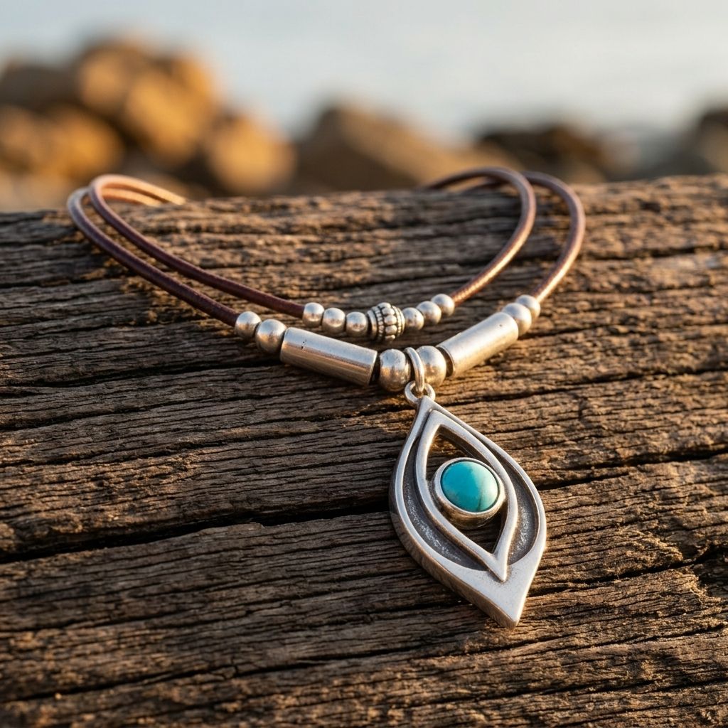 Boho Copper Turquoise Teardrop Necklace